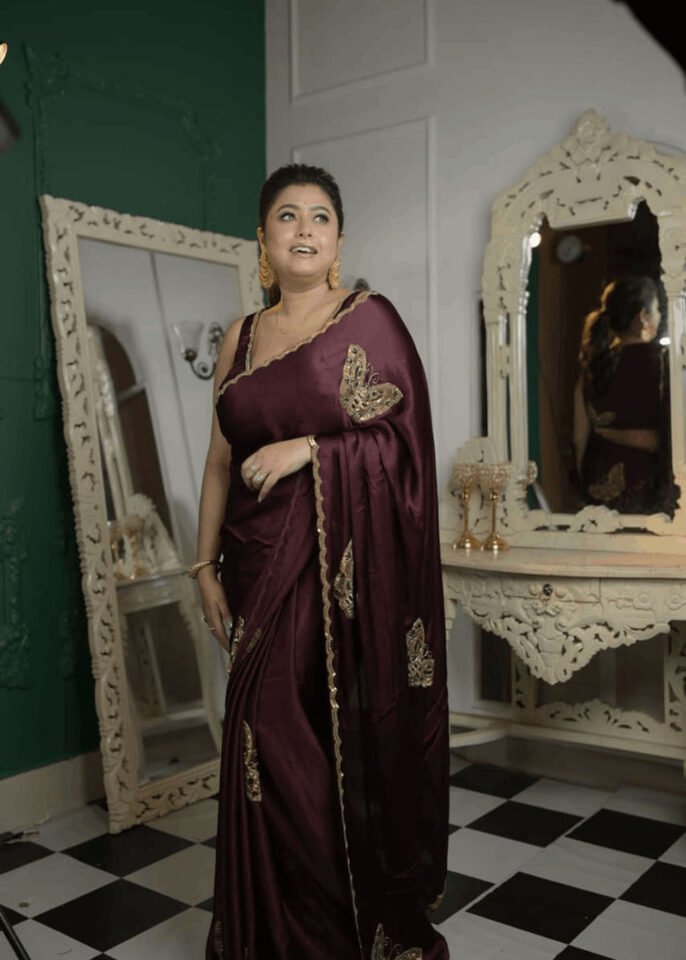 Pure Designer Crape Satin Saree