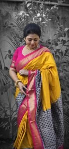 White color tussar saree with buta