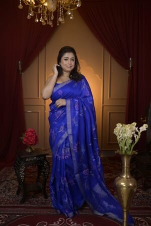 Blue Pure matka silk saree