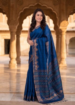 Blue Pure Matka Silk Saree