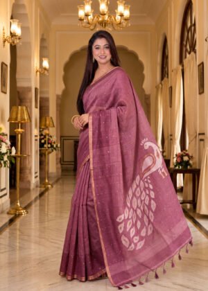 Mauve Pure Bangalore Silk Saree With Paithani Pallu