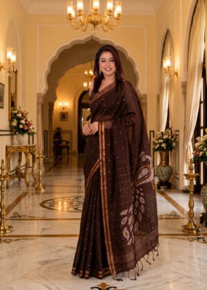 Brown Pure Bangalore Silk Saree With Paithani Pallu