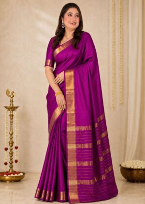 Deep Purple Pure Sico Mangalgiri Saree