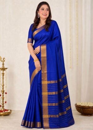 Blue Pure Sico Mangalgiri Saree