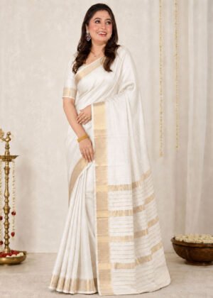 Off-white Pure Sico Mangalgiri Saree
