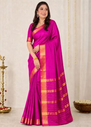 Fuchsia Pink Pure Sico Mangalgiri Saree